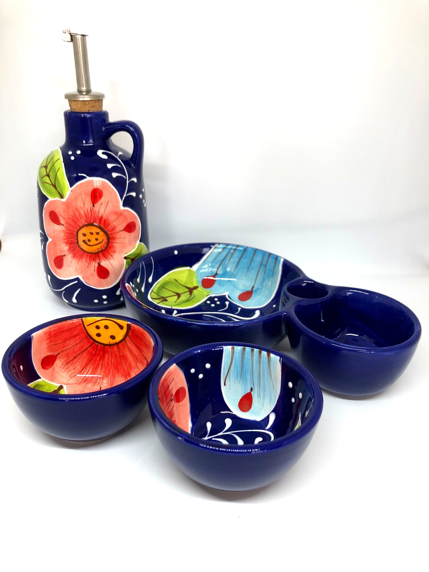 Olive Oil Ceramic Cruet - Navy Blue