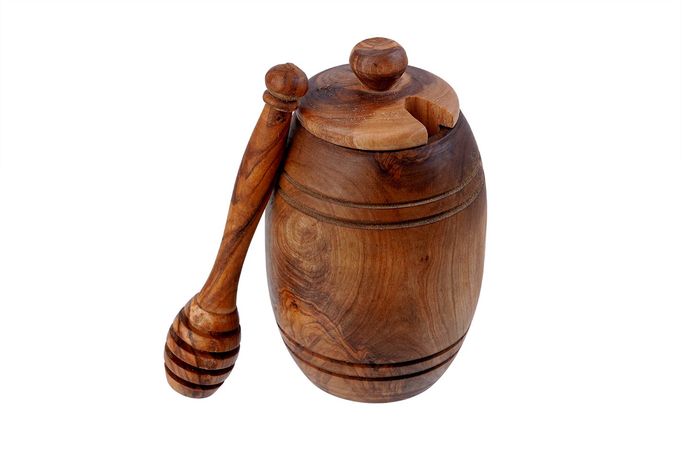 Olive Wood Honey Pot Set
