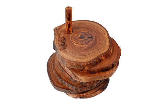 Olive Wood Rustic coaster set