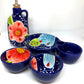 Ceramic Bowl - Navy Blue Flower