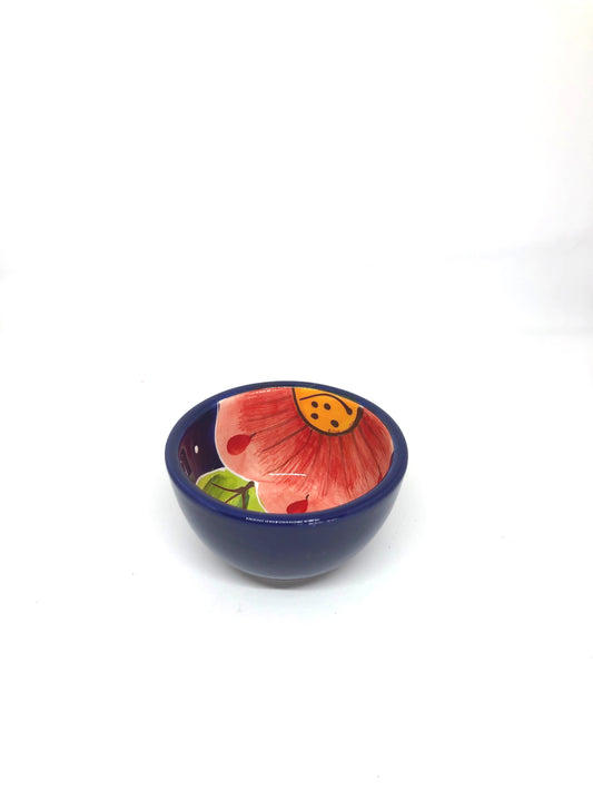 Ceramic Bowl - Navy Blue Flower