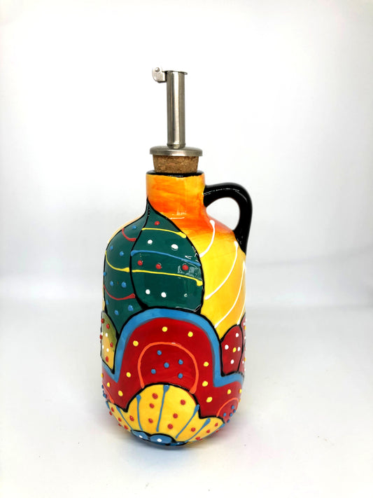 Olive Oil Ceramic Cruet - Dotted Flower