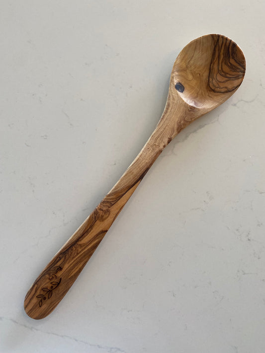 Olive Wood Large Round Spoon 28cm