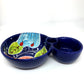 Ceramic Olive Bowl - Navy Blue Flower